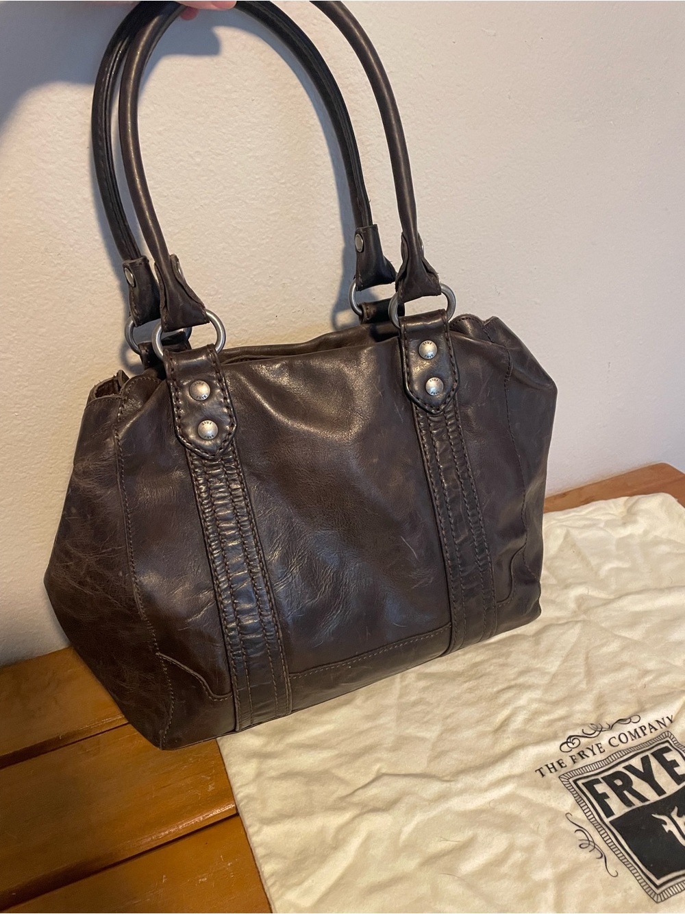 Frye Melissa Tote Dark Brown Leather Double-Handle Shoulder Bag